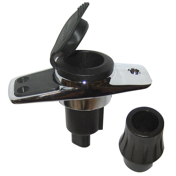 Perko Locking Collar Pole Light Mounting Base - 2 Pin - Chrome Plated w/Black Cover [1060PB0DP] - Point Supplies Inc.