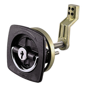 Perko Black Flush Lock - 2.5" x 2.5" w/Offset Cam Bar  Flexible Polymer Strike [0931DP1BLK] - Point Supplies Inc.