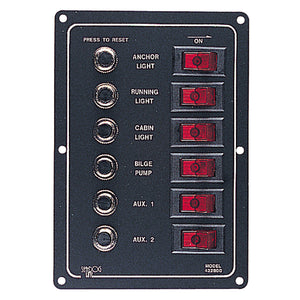 Sea-Dog Aluminum Circuit Breaker Panel - 6 Circuit [422800-1] - Point Supplies Inc.