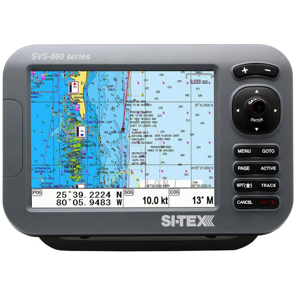 SI-TEX Standalone 8 Chart Plotter System w/Color LCD, Internal GPS Antenna  C-MAP 4D Card [SVS-880C+]
