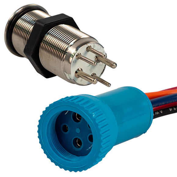 Bluewater 19mm In-Rush Push Button Switch - Nav/Anchor Off/On/On - Blue/Green/Red LED - 4' Lead [9057-3114-4]
