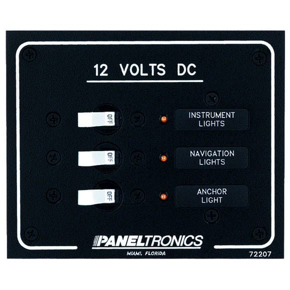 Paneltronics Standard DC 3 Position Breaker Panel w/LEDs [9972207B] - Point Supplies Inc.