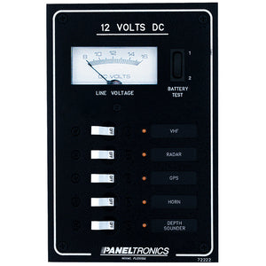 Paneltronics Standard DC 5 Position Breaker Panel & Meter w/LEDs [9972222B] - Point Supplies Inc.