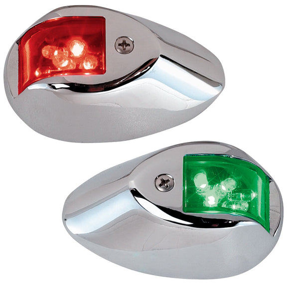Perko LED Sidelights - Red/Green - 12V - Chrome Plated Housing [0602DP1CHR] - Point Supplies Inc.