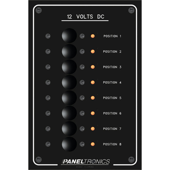 Paneltronics Standard Panel - DC 8 Position Circuit Breaker w/LEDs [9972208B] - Point Supplies Inc.
