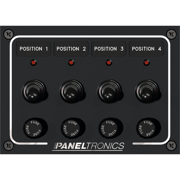 Paneltronics Waterproof Panel - DC 4-Position Toggle Switch & Fuse w/LEDs [9960008B] - Point Supplies Inc.