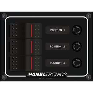 Paneltronics Waterproof Panel - DC 3-Position Illuminated Rocker Switch & Fuse [9960014B] - Point Supplies Inc.