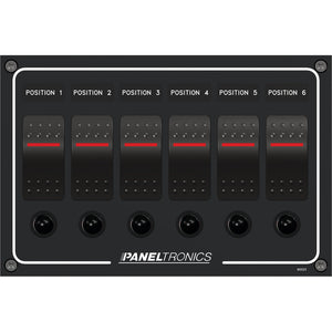 Paneltronics Waterproof Panel - DC 6-Position Illuminated Rocker Switch & Circuit Breaker [9960023B] - Point Supplies Inc.