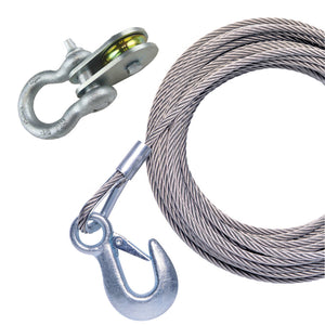 Powerwinch 25' x 7/32" Stainless Steel Universal Premium Replacement Galvanized Cable w/Pulley Block [P1096500AJ] - Point Supplies Inc.