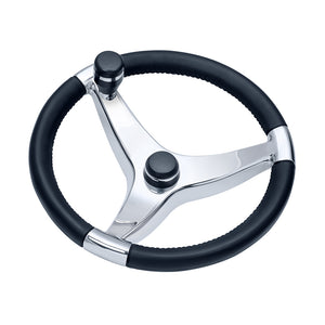 Schmitt  Ongaro Evo Pro 316 Cast Stainless Steel Steering Wheel w/Control Knob - 13.5" Diameter [7241321FGK] - Point Supplies Inc.
