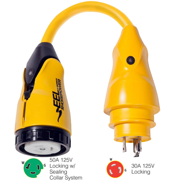 Marinco P30-503 EEL 50A-125V Female to 30A-125V Male Pigtail Adapter - Yellow [P30-503] - Point Supplies Inc.