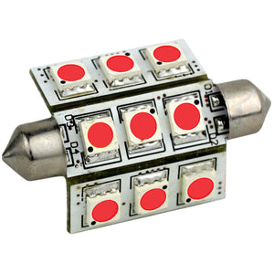 Lunasea Pointed Festoon 9 LED Light Bulb - 42mm - Red [LLB-189R-21-00] - Point Supplies Inc.