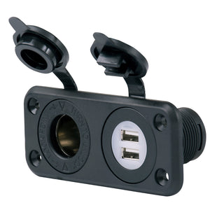 Marinco SeaLink Deluxe Dual USB Charger & 12V Receptacle [12VCOMBO] - Point Supplies Inc.
