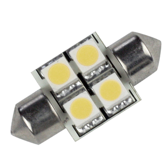 Lunasea Pointed Festoon 4 LED Light Bulb - 31mm - Cool White [LLB-202C-21-00] - Point Supplies Inc.