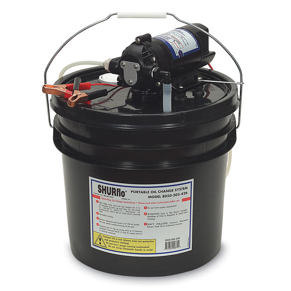 Shurflo by Pentair Oil Change Pump w/3.5 Gallon Bucket - 12 VDC, 1.5 GPM [8050-305-426] - Point Supplies Inc.