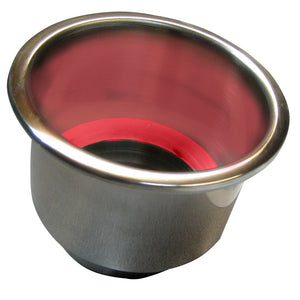 Whitecap Flush Mount Cup Holder w-Red LED Light - Stainless Steel [S-3511RC] - point-supplies.myshopify.com