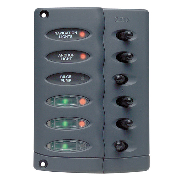 Marinco Contour Switch Panel - Waterproof 6 Way w/Fuse Holder [CSP6-F] - Point Supplies Inc.