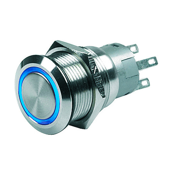 Marinco Push-Button Switch - 12V Momentary (On)/Off - Blue LED [80-511-0004-01] - Point Supplies Inc.