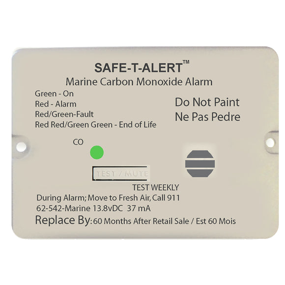 Safe-T-Alert 62 Series Carbon Monoxide Alarm - 12V - 62-542-Marine - Flush Mount - White [62-542-MARINE] - Point Supplies Inc.