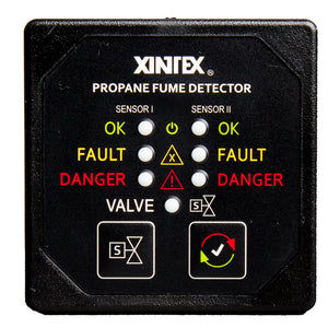 Xintex Propane Fume Detector w-2 Plastic Sensors - No Solenoid Valve - Square Black Bezel Display [P-2BNV-R] - point-supplies.myshopify.com