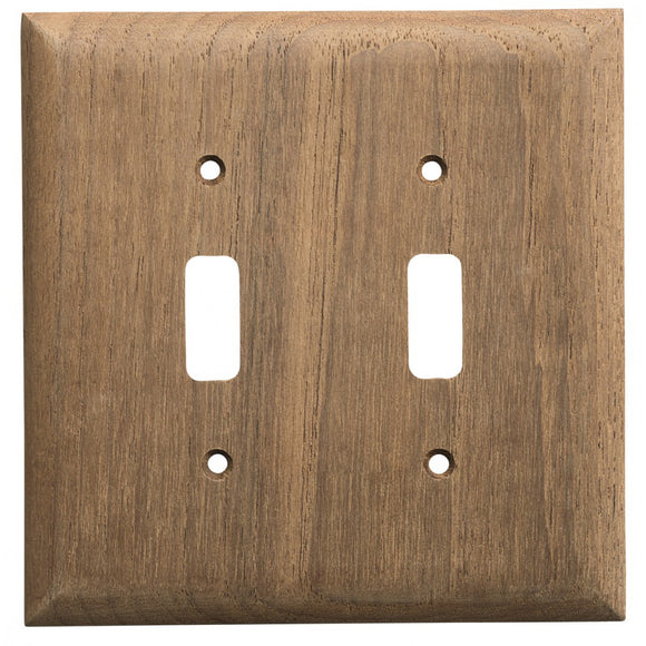 Whitecap Teak 2-Toggle Switch-Receptacle Cover Plate [60176] - point-supplies.myshopify.com