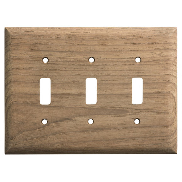 Whitecap Teak 3-Toggle Switch-Receptacle Cover Plate [60179] - point-supplies.myshopify.com