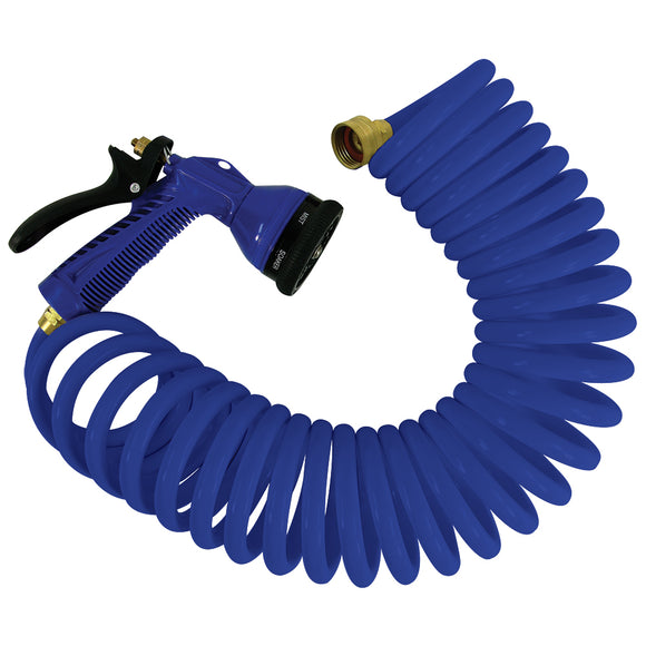 Whitecap 50 Blue Coiled Hose w-Adjustable Nozzle [P-0442B] - point-supplies.myshopify.com