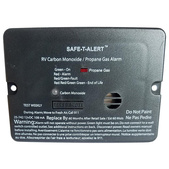 Safe-T-Alert Combo Carbon Monoxide Propane Alarm - Surface Mount - Mini - Black [25-742-BL] - Point Supplies Inc.