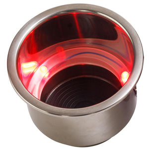 Sea-Dog LED Flush Mount Combo Drink Holder w/Drain Fitting - Red LED [588071-1] - Point Supplies Inc.