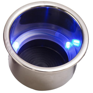 Sea-Dog LED Flush Mount Combo Drink Holder w/Drain Fitting - Blue LED [588074-1] - Point Supplies Inc.