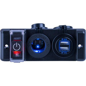 Sea-Dog Double USB  Power Socket Panel w/Breaker Switch [426506-1] - Point Supplies Inc.