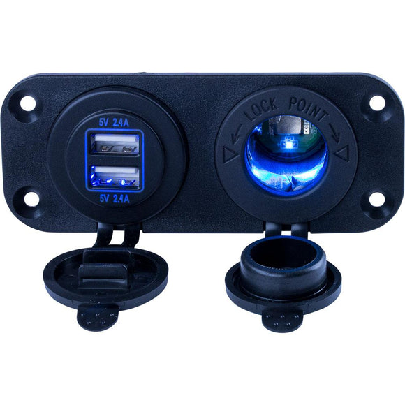 Sea-Dog Double USB  Power Socket Panel [426505-1] - Point Supplies Inc.