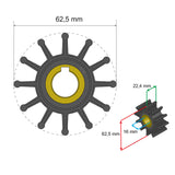 Albin Group Premium Impeller Kit 62.5 x 16 x 22.4mm - 12 Blade - Key Insert [06-01-015]