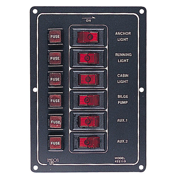 Sea-Dog Aluminum Switch Panel Vertical - 6 Switch [422110-1] - Point Supplies Inc.