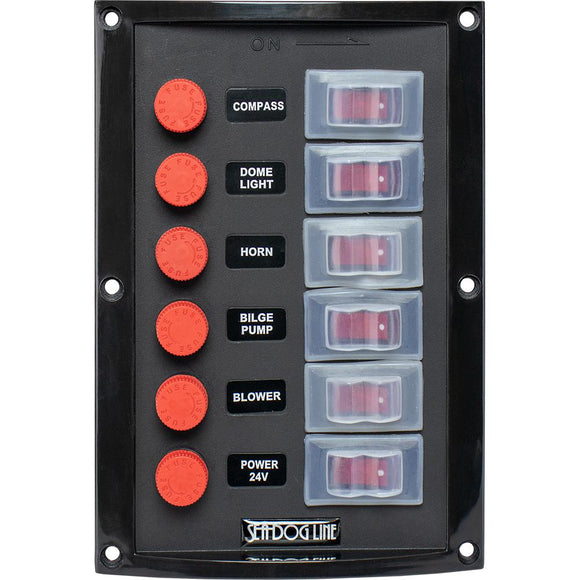 Sea-Dog Splash Guard Switch Panel Vertical - 6 Switch [424116-1] - Point Supplies Inc.