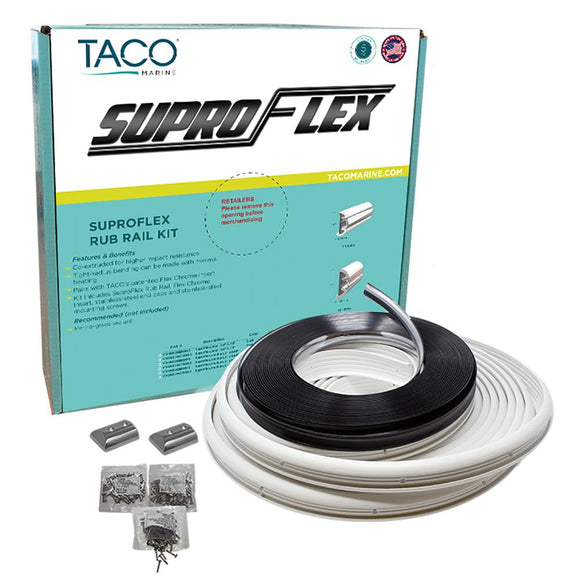 TACO SuproFlex Rub Rail Kit - White w/Flex Chrome Insert - 1.6