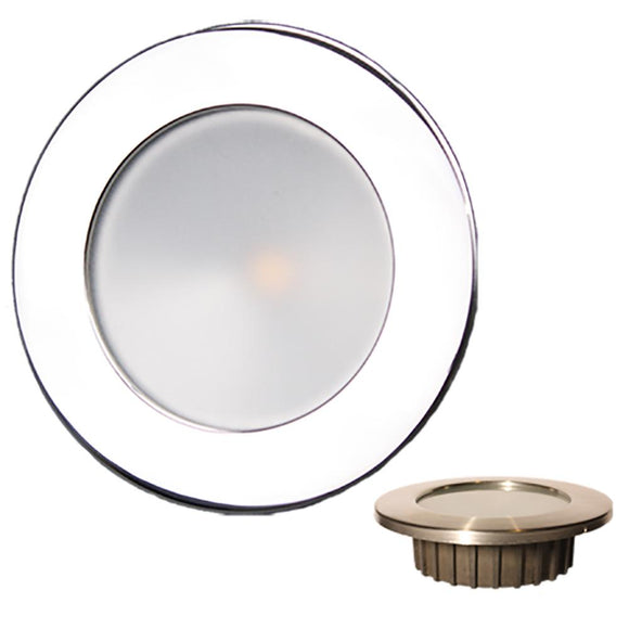 Lunasea ZERO EMI Recessed 3.5 LED Light - Warm White, Blue w/Polished Stainless Steel Bezel - 12VDC [LLB-46WB-0A-SS] - Point Supplies Inc.