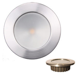 Lunasea ZERO EMI Recessed 3.5 LED Light - Warm White w/Brushed Stainless Steel Bezel - 12VDC [LLB-46WW-0A-BN] - Point Supplies Inc.