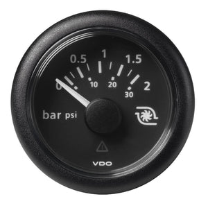 VDO Marine 2-1/16" (52mm) ViewLine Boost Pressure Gauge 2 Bar/30 PSI - 8-32V - Black Dial  Round Bezel [A2C59514149] - Point Supplies Inc.