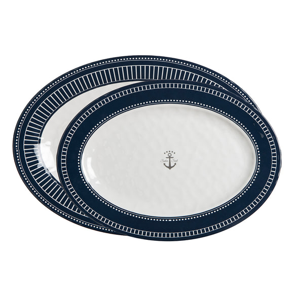 Marine Business Melamine Oval Serving Platters Set - SAILOR SOUL - Set of 2 [14009]