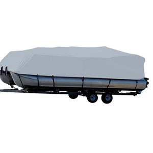 Carver Sun-DURA Styled-to-Fit Boat Cover f/16.5 Pontoons w/Bimini Top  Partial Rails - Grey [77616S-11]
