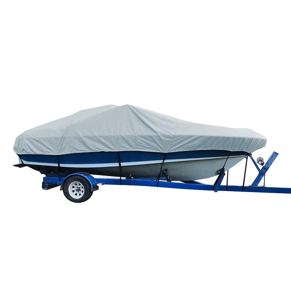 Carver Sun-DURA Styled-to-Fit Boat Cover f/22.5 V-Hull Low Profile Cuddy Cabin Boats w/Windshield  Rails - Grey [77722S-11]