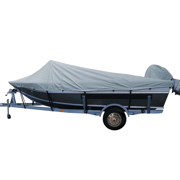 Poly-Flex II Styled-to-Fit Boat Cover f/15.5 Aluminum Boats w/High Forward Mounted Windshield - Grey [79015F-10]