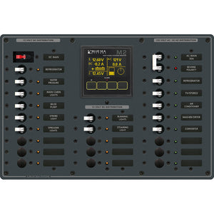 Blue Sea 8413 - Metal AC/DC Panel w/M2 Vessel Systems Monitor  22 Circuit Breakers (15A) [8413]