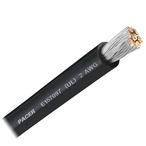 Pacer Black 2 AWG Battery Cable - Sold By The Foot [WUL2BK-FT]