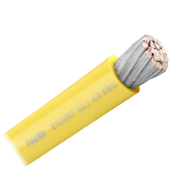 Pacer Yellow 4/0 AWG Battery Cable - Sold By The Foot [WUL4/0YL-FT]