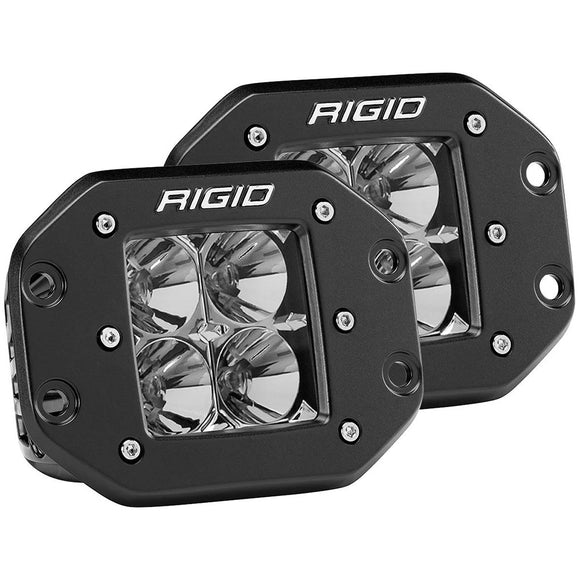 RIGID Industries D-Series PRO Flood Flush Mount Black Light - Pair [212113]