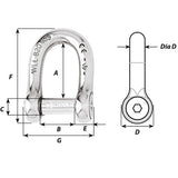 Wichard Self-Locking Allen Head Pin D Shackle - 6mm Diameter - 1/4" [01303]