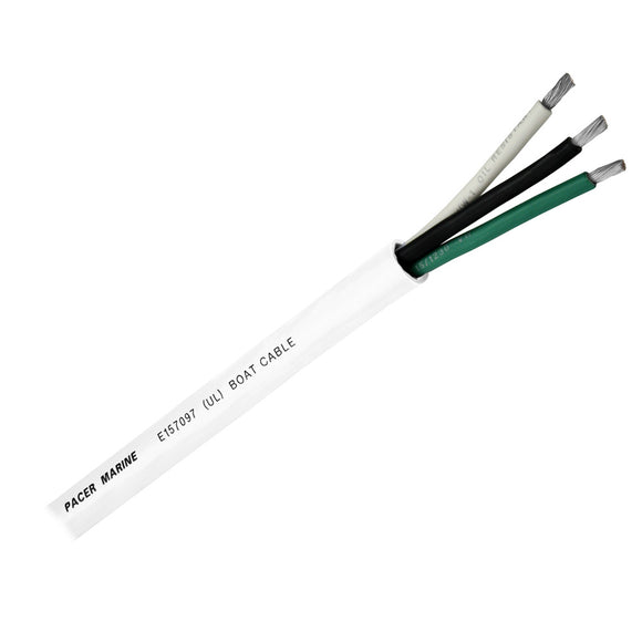 Pacer Round 3 Conductor Cable - 250 - 16/3 AWG - Black, Green  White [WR16/3-250]