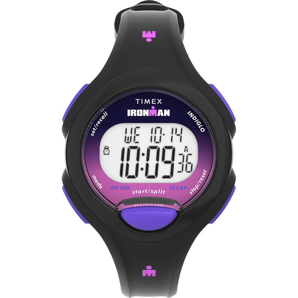 Timex Ironman Womens Essentials 30 - Black Case - Purple Button [TW5M55200]